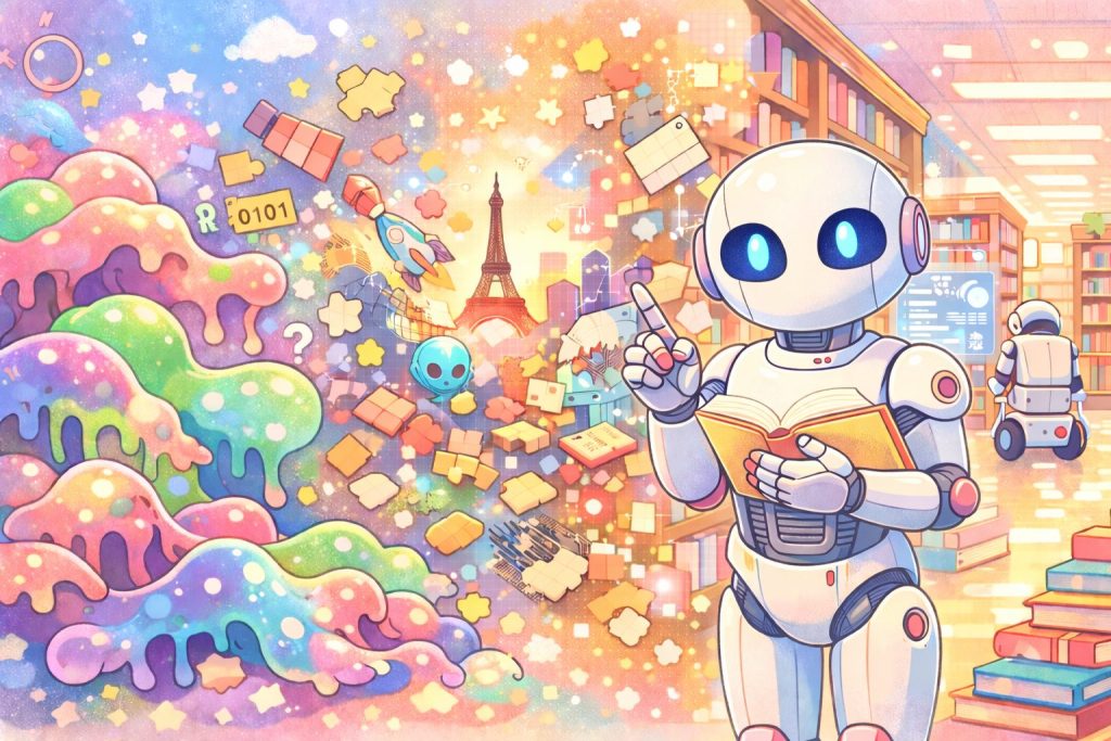 生成AIの内部は混沌から秩序へとグラデーションでつながっている（drawn by ChatGPT 5.3）