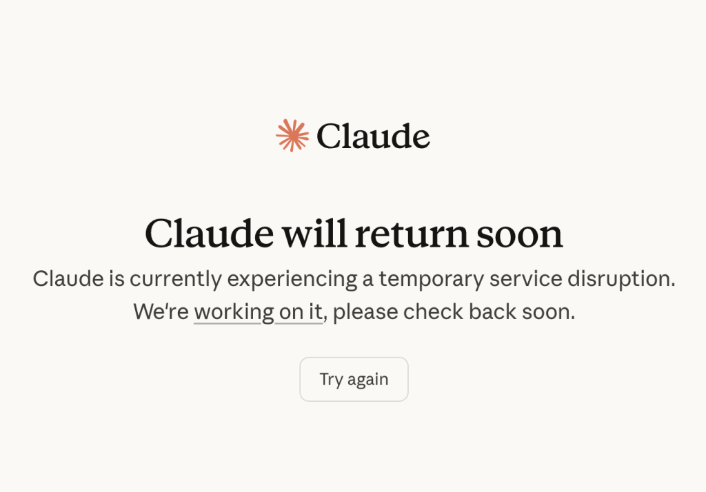 2. Claude will return soon