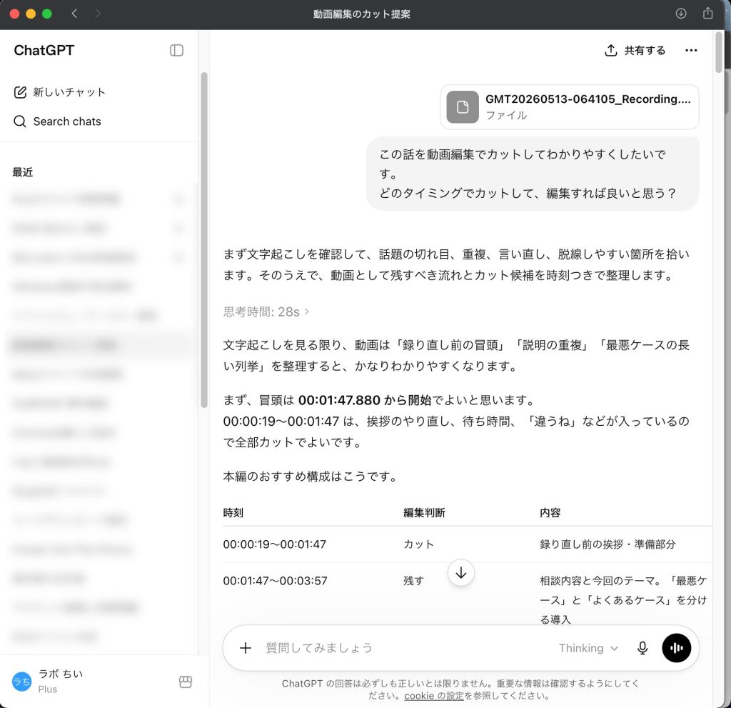 2. ChatGPT にカット表を作らせる